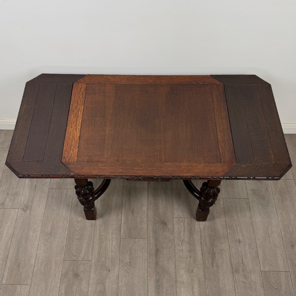 Antique 20th Century Dining Table With 4 Dining Chairs In Oak View VII
