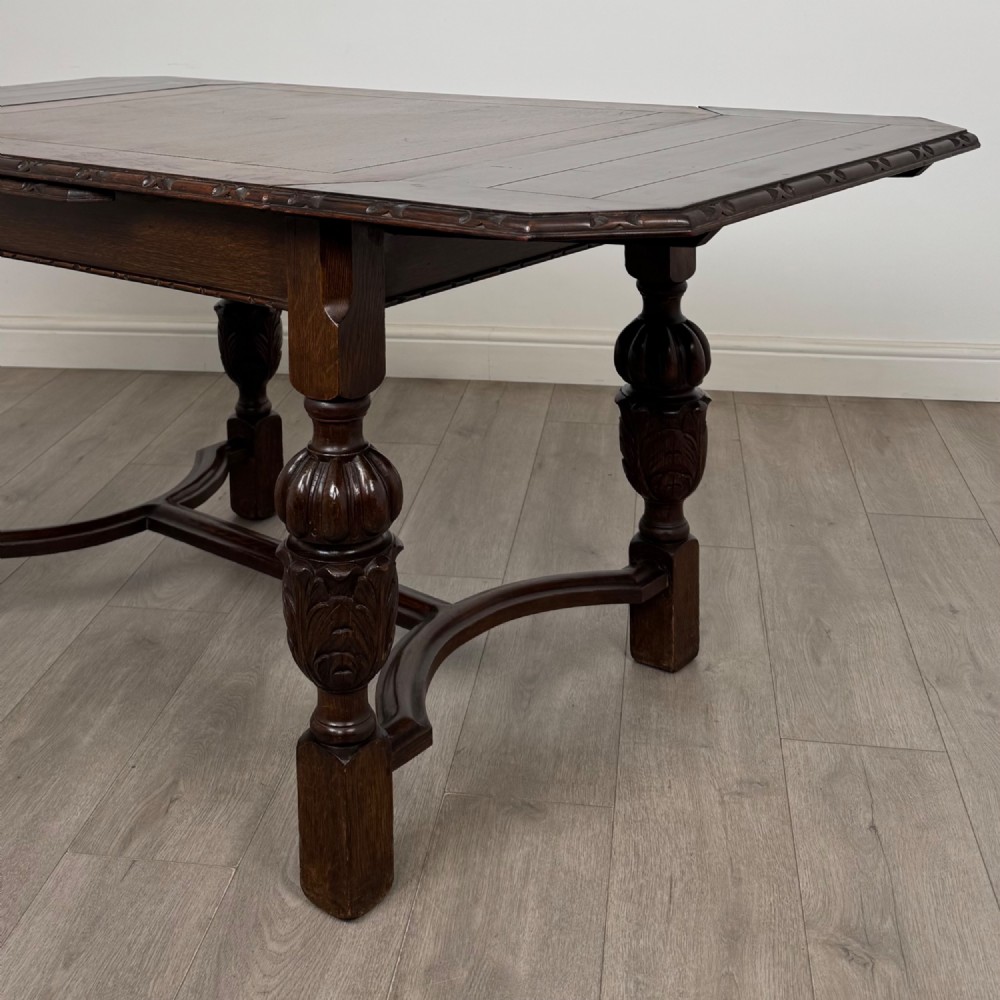 Antique 20th Century Dining Table With 4 Dining Chairs In Oak View IX