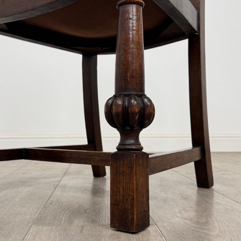 Antique 20th Century Dining Table With 4 Dining Chairs In Oak View XIV