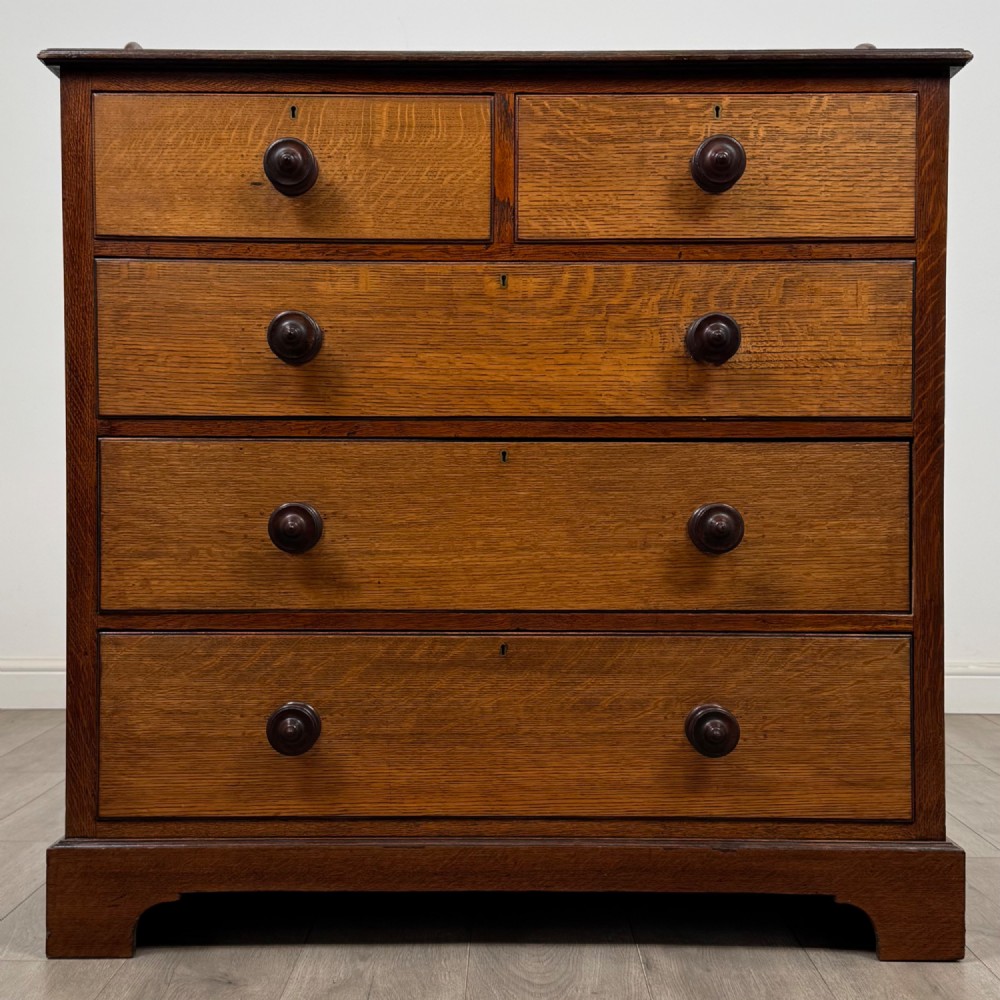 Antique 19th Century Victorian Chest Of Drawers In Oak