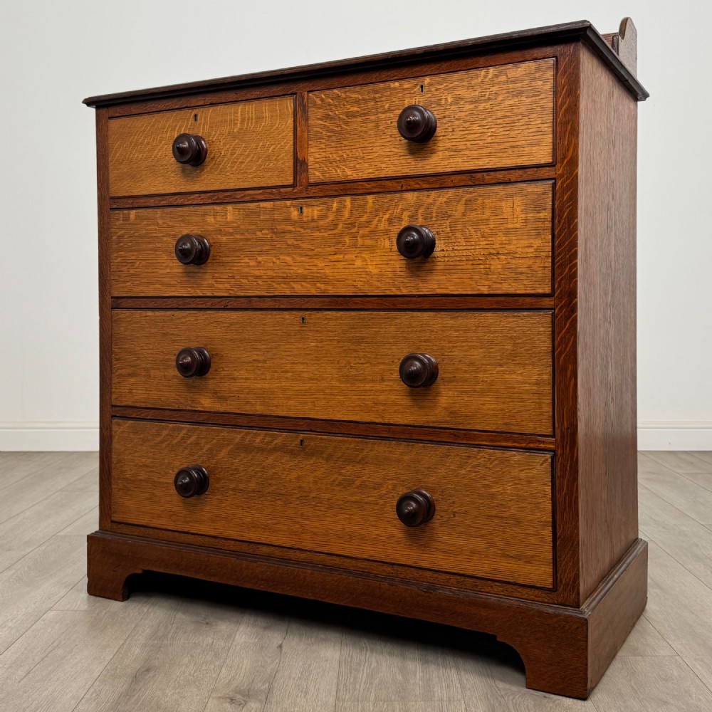 Antique 19th Century Victorian Chest Of Drawers In Oak View II