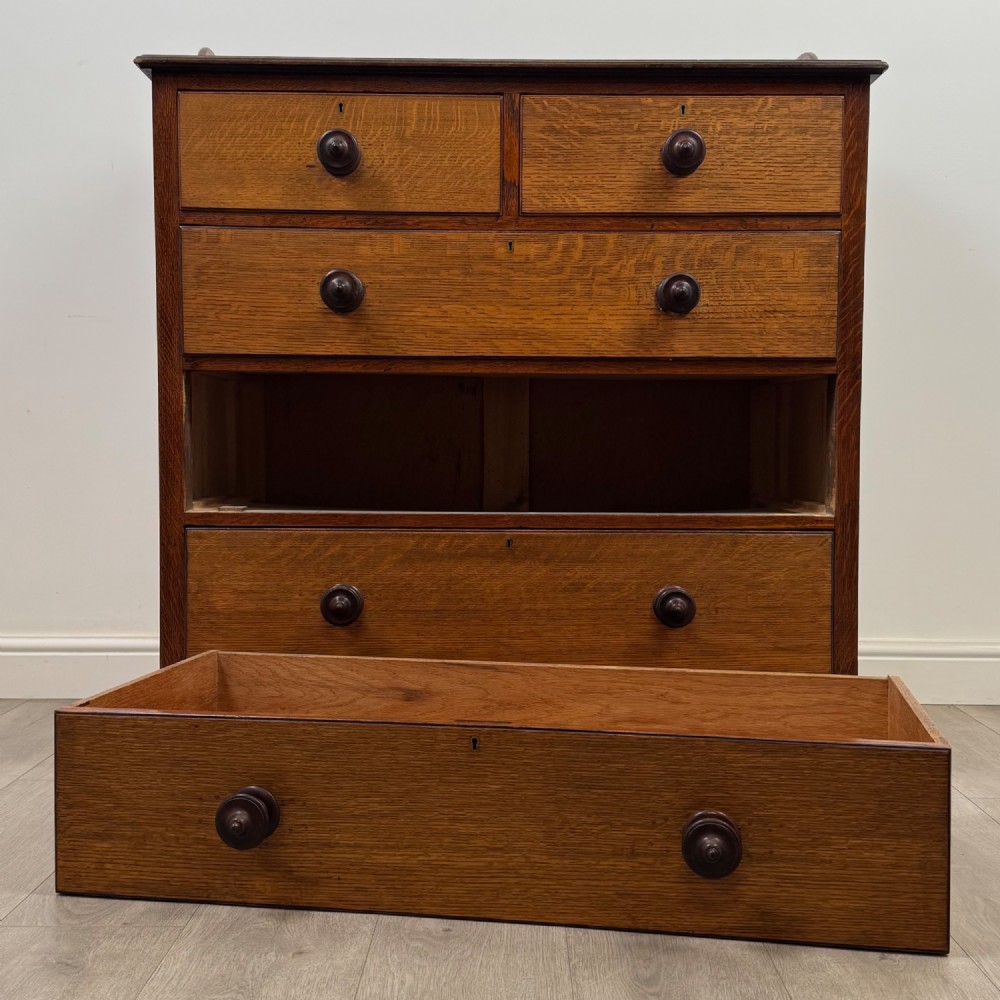 Antique 19th Century Victorian Chest Of Drawers In Oak View X