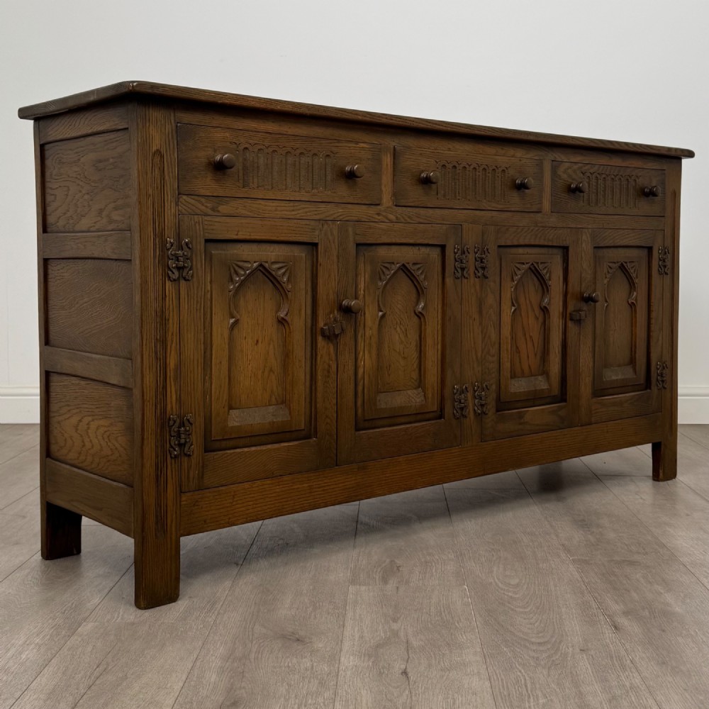 Antique 20th Century Good Quality Sideboard In Oak View IX