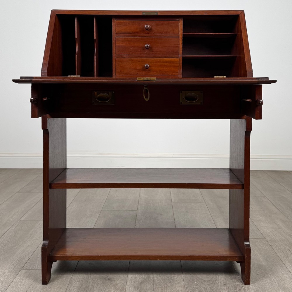 Antique 19th Century Campaign Style Bureau In Mahogany View III