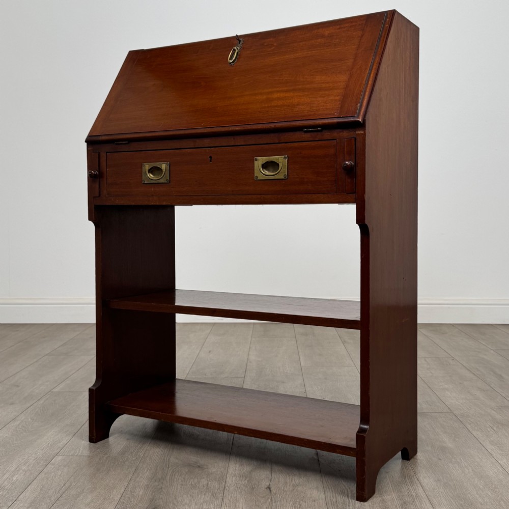 Antique 19th Century Campaign Style Bureau In Mahogany View IV