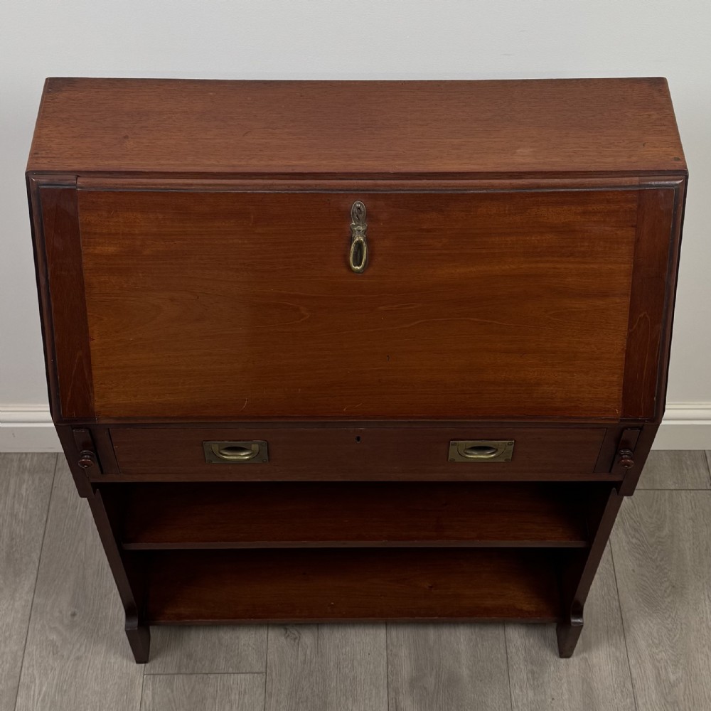 Antique 19th Century Campaign Style Bureau In Mahogany View XI