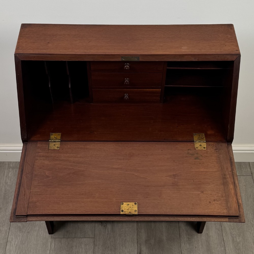Antique 19th Century Campaign Style Bureau In Mahogany View XII