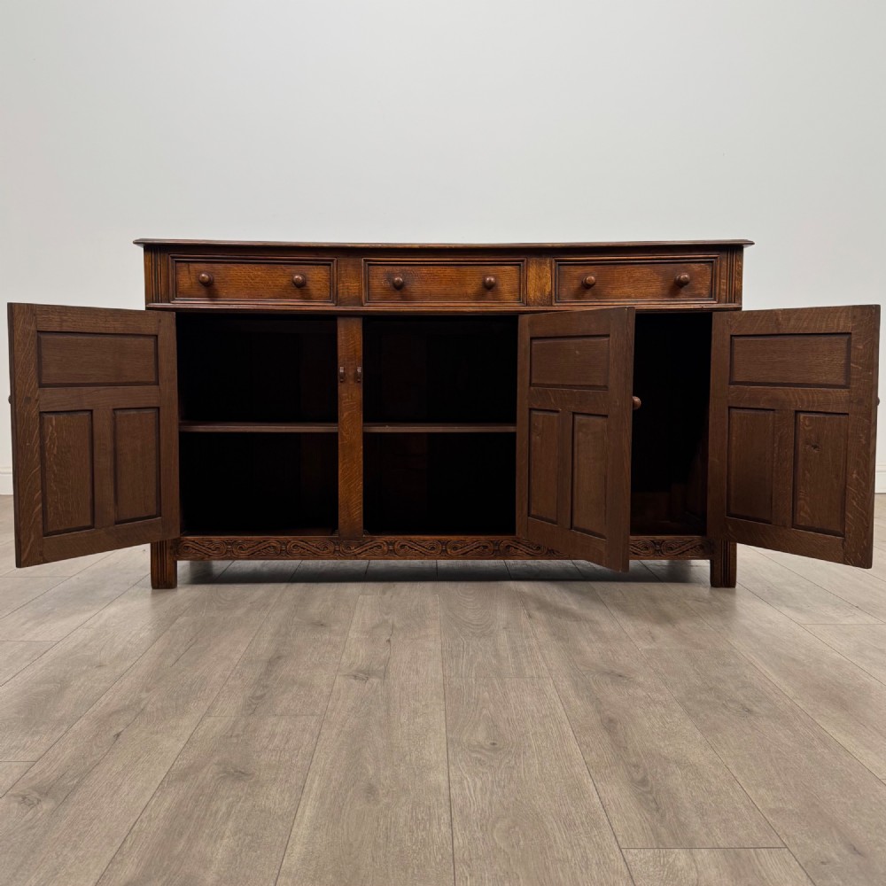 Antique 20th Century Jacobean Style Sideboard In Oak View II