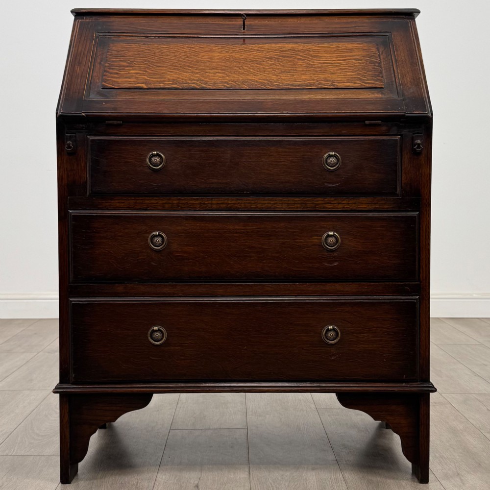 Antique 20th Century Edwardian Bureau In Oak
