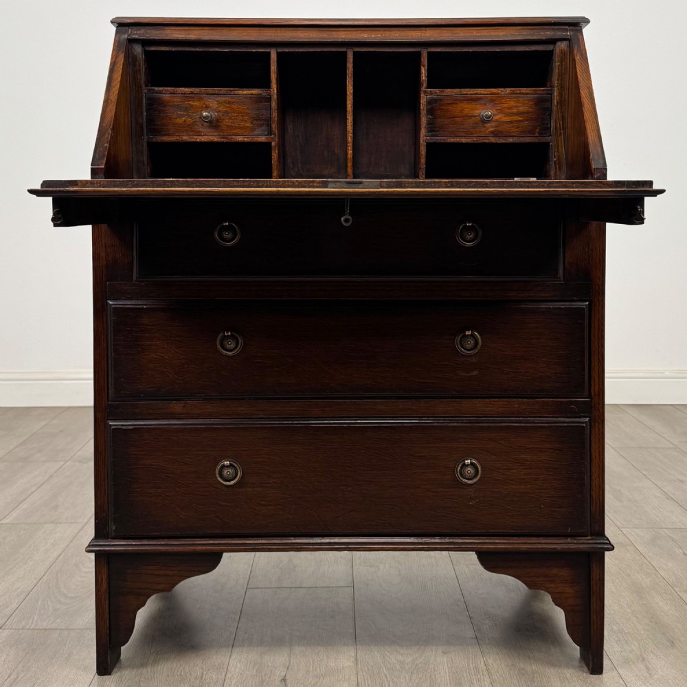 Antique 20th Century Edwardian Bureau In Oak View II