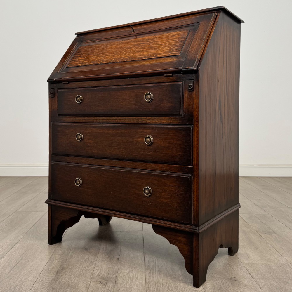 Antique 20th Century Edwardian Bureau In Oak View III