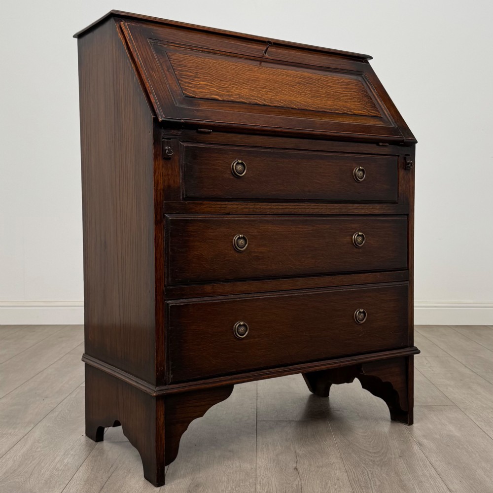 Antique 20th Century Edwardian Bureau In Oak View IX