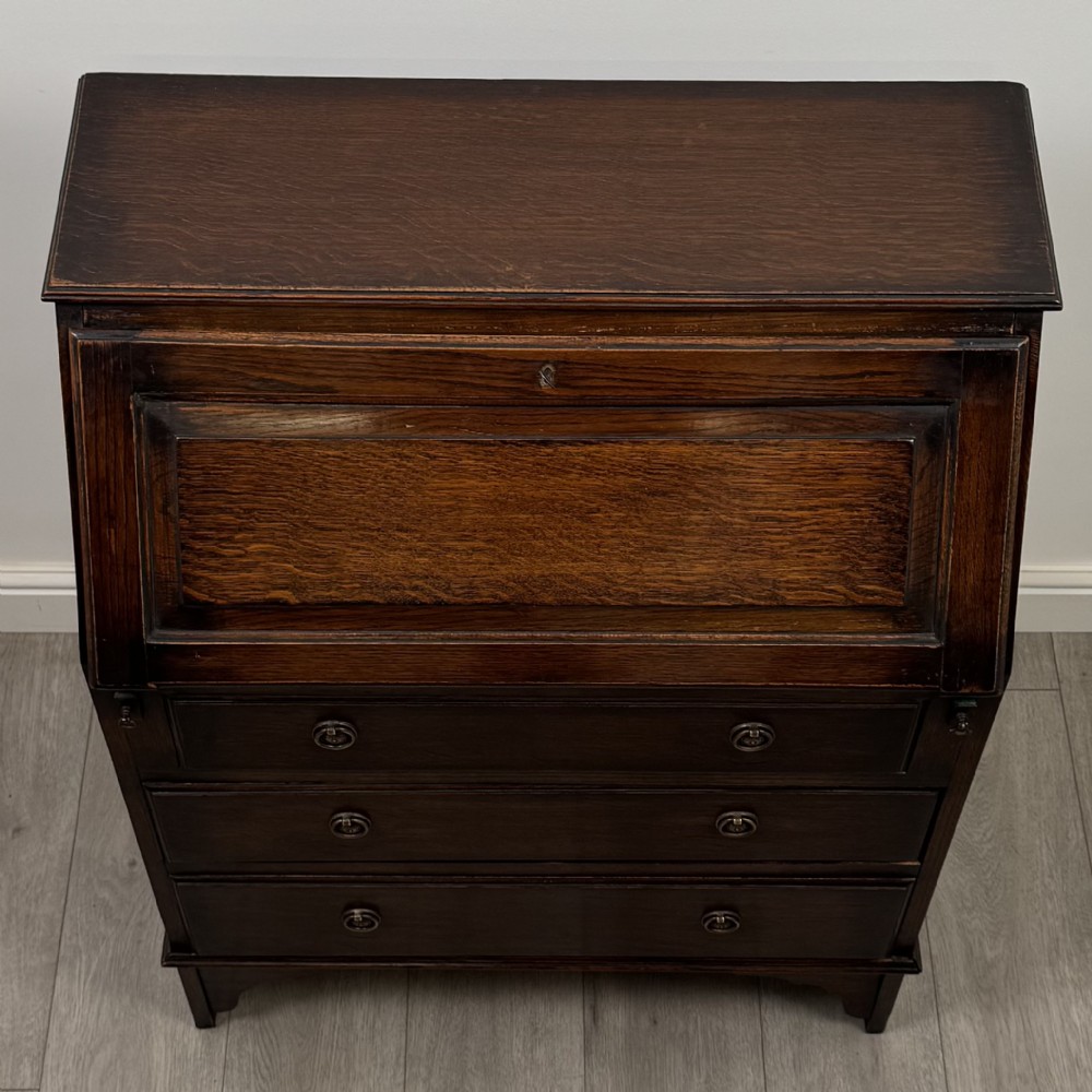 Antique 20th Century Edwardian Bureau In Oak View X