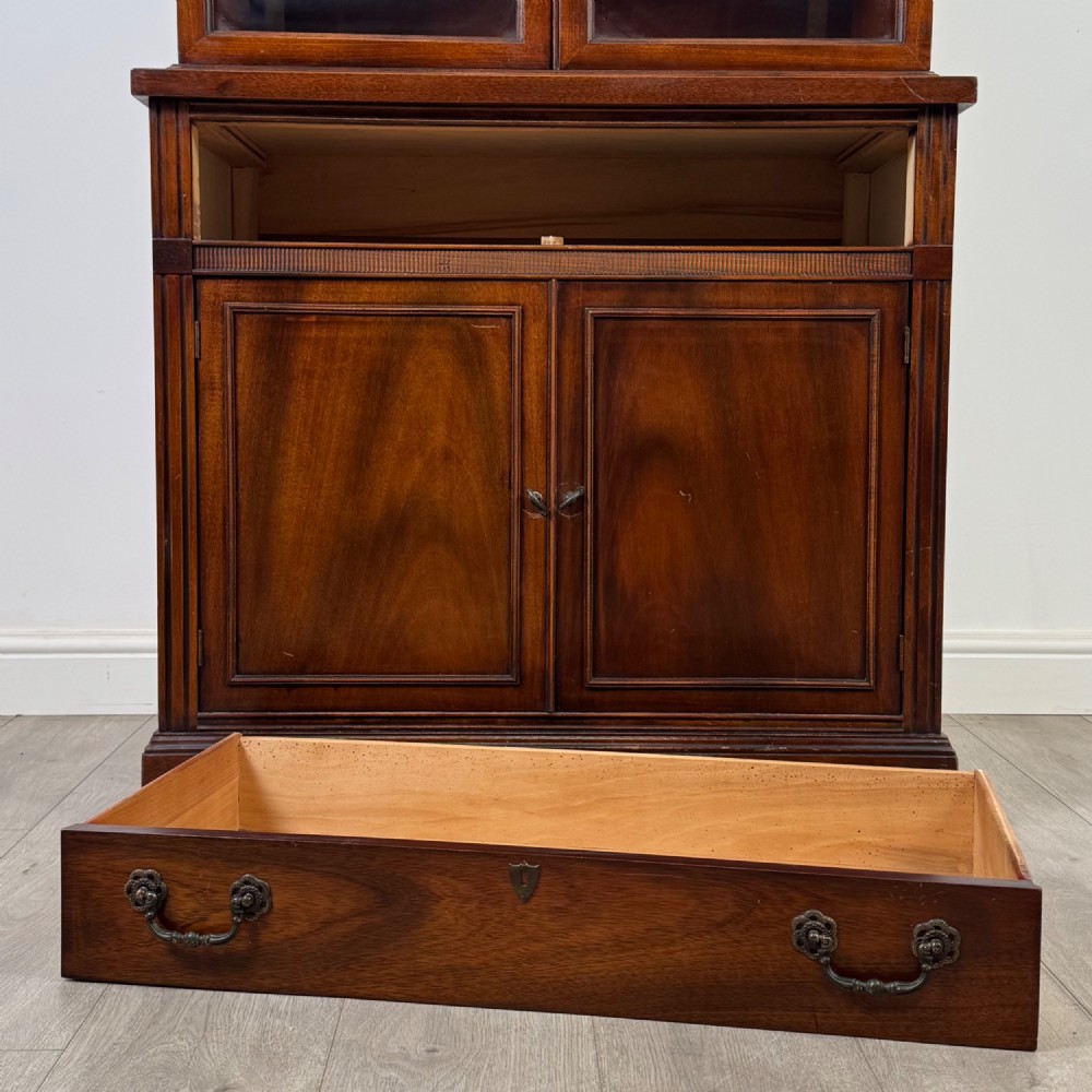 Antique 20th Century Glazed Bookcase In Mahogany View XII