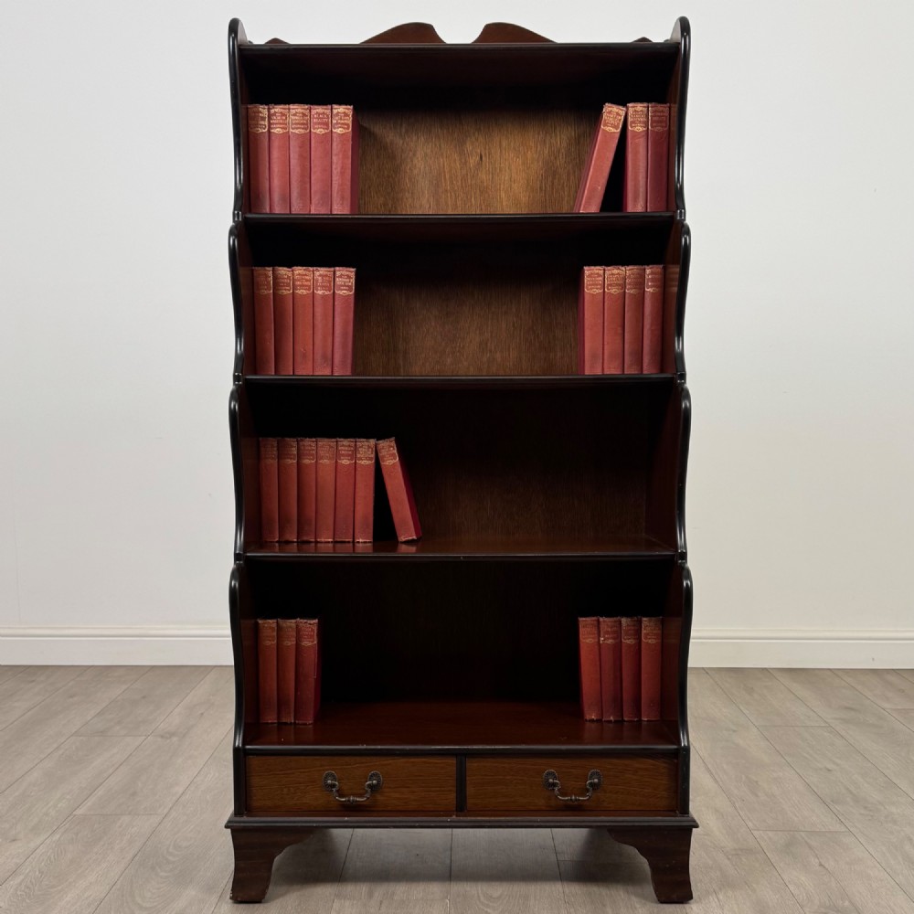 Antique 20th Century Waterfall Bookcase In Mahogany