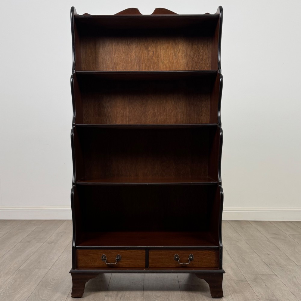 Antique 20th Century Waterfall Bookcase In Mahogany View II