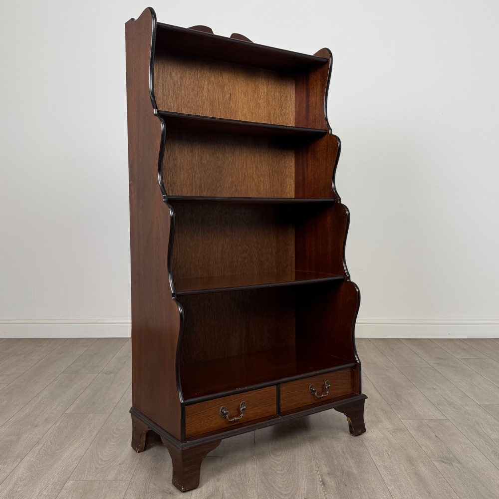 Antique 20th Century Waterfall Bookcase In Mahogany View IX