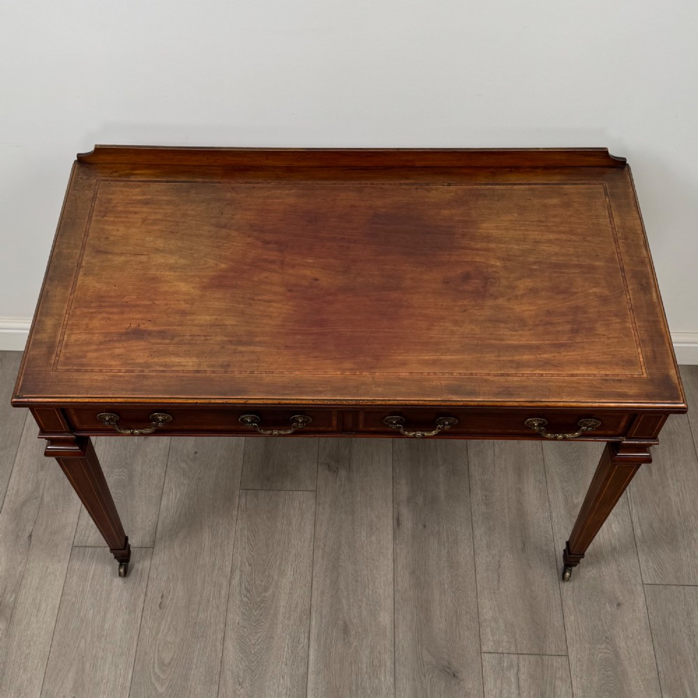 Antique 20th Century Edwardian Writing Table In Mahogany View IX