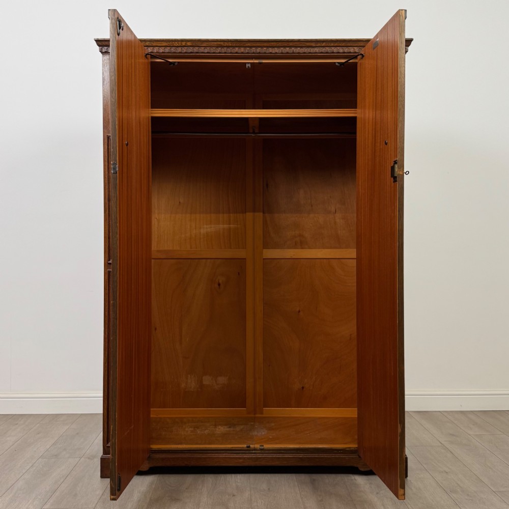 Antique 20th Century Art Deco Oak Wardrobe By Wrighton View II