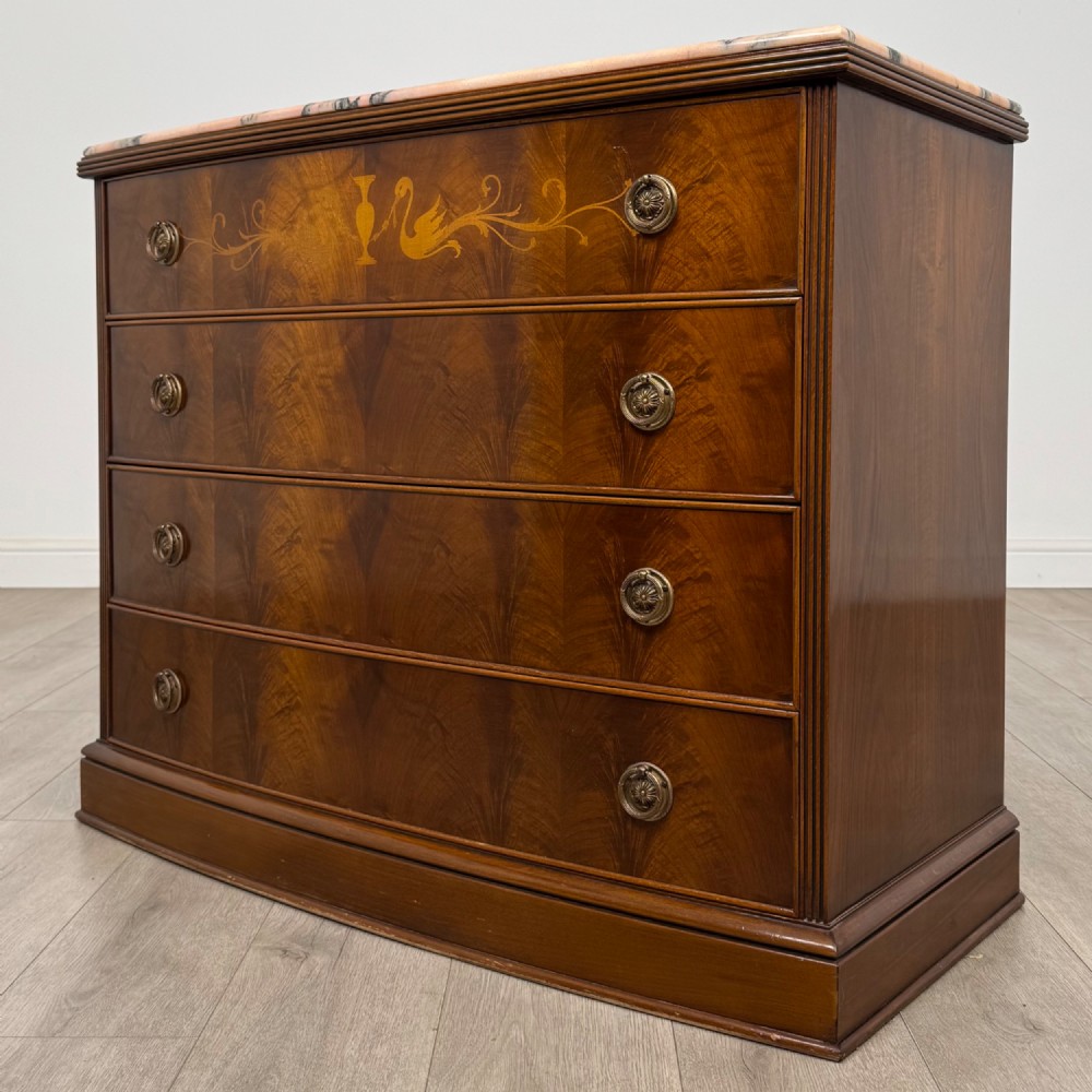 Antique 20th Century Marble Top Mahogany Chest Of Drawers View II