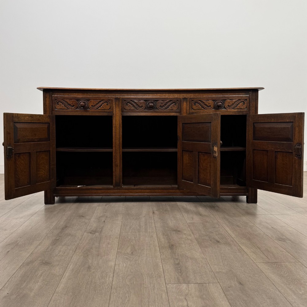 Antique 20th Century Jacobean Style Sideboard In Oak View II