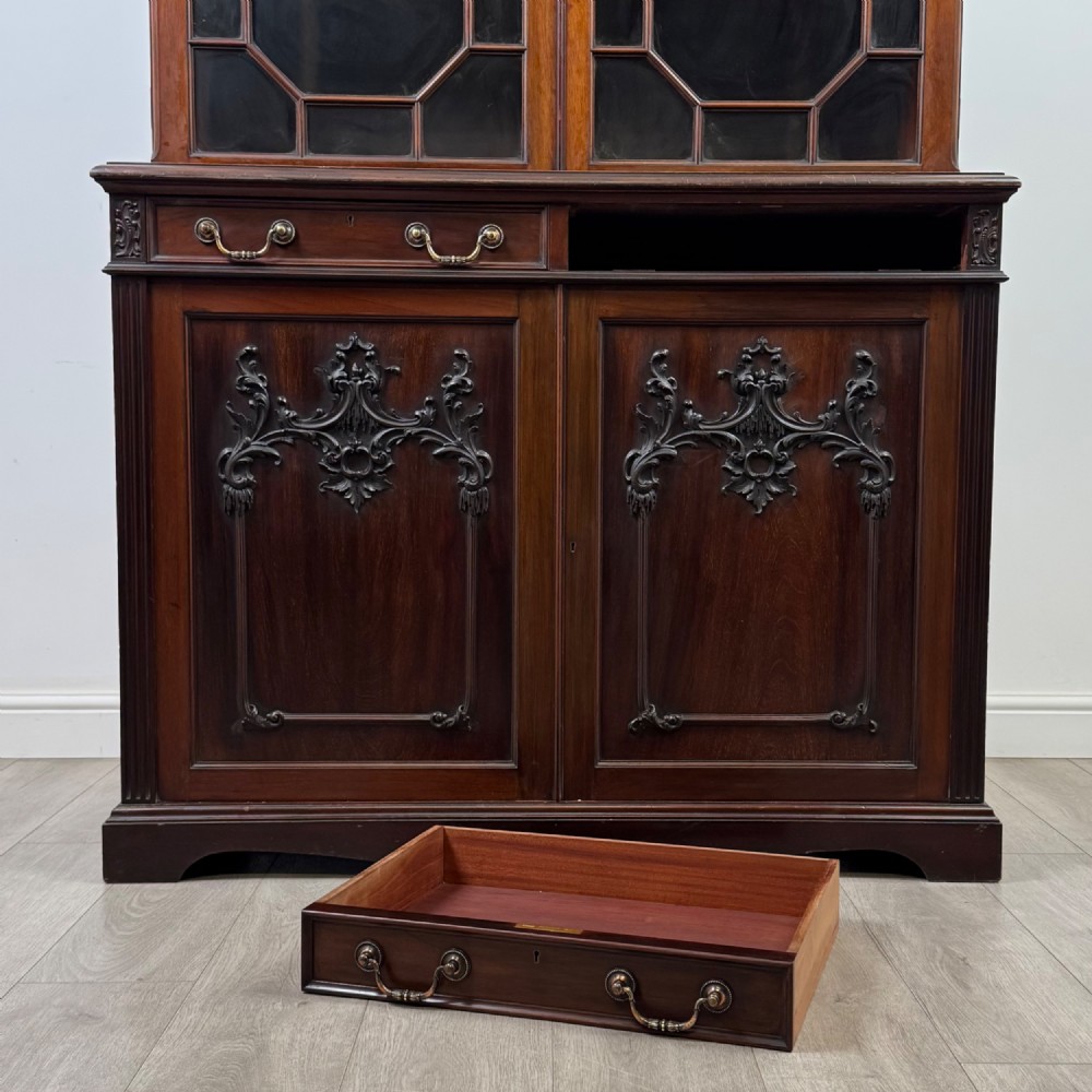 Antique 19th Century Glazed Bookcase In Mahogany View XII