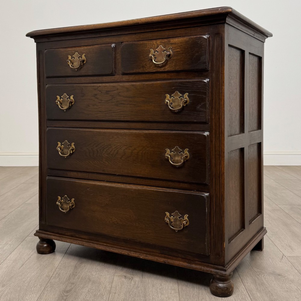 Antique 20th Century Small Chest Of Drawers In Oak View II