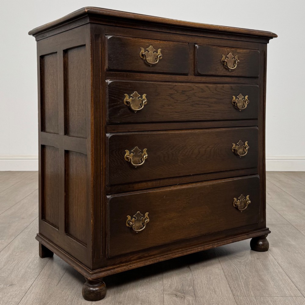 Antique 20th Century Small Chest Of Drawers In Oak View VIII