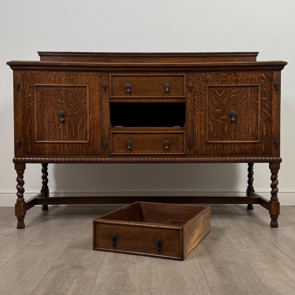 Antique 20th Century Edwardian Sideboard In Oak View XI