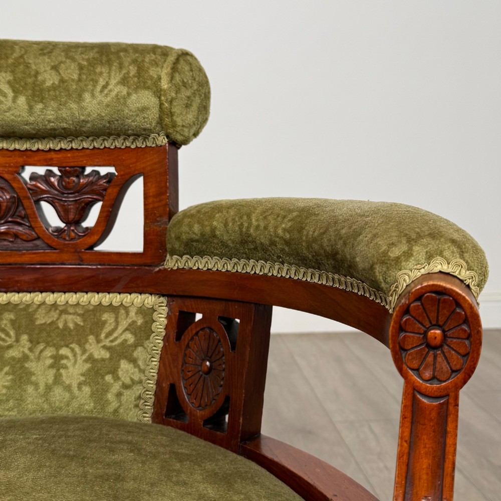 Antique 20th Century Edwardian Pair Of Tub Chairs In Walnut View XI