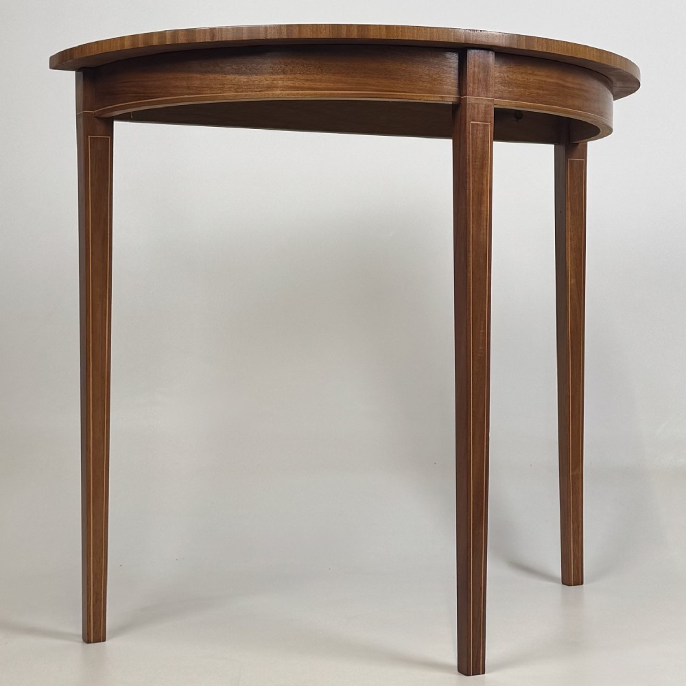 Antique 20th Century Demi Lune Side Table In Mahogany View VIII