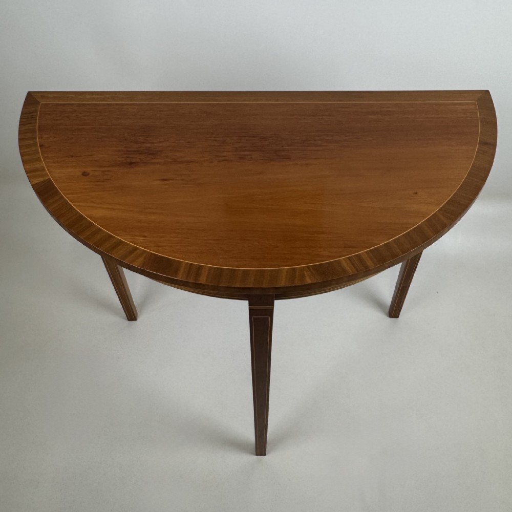 Antique 20th Century Demi Lune Side Table In Mahogany View IX