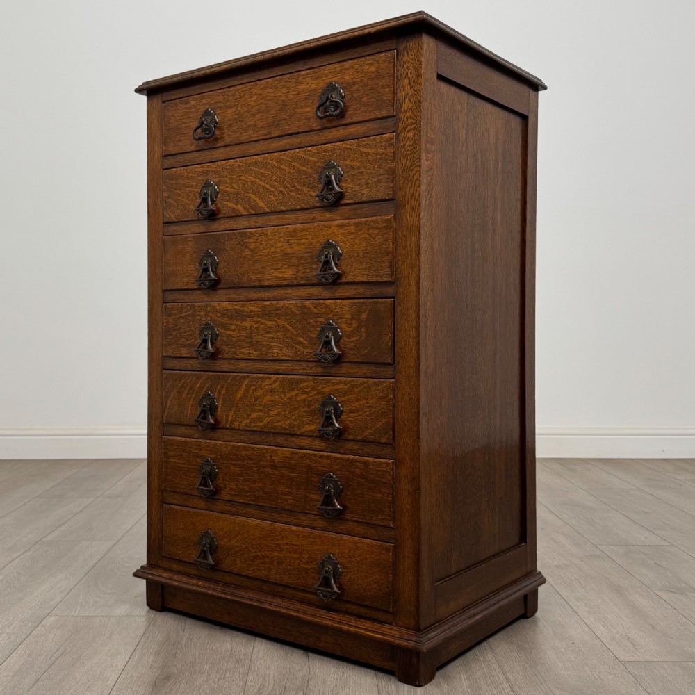 Antique 20th Century Edwardian Chest Of Drawers In Oak View II