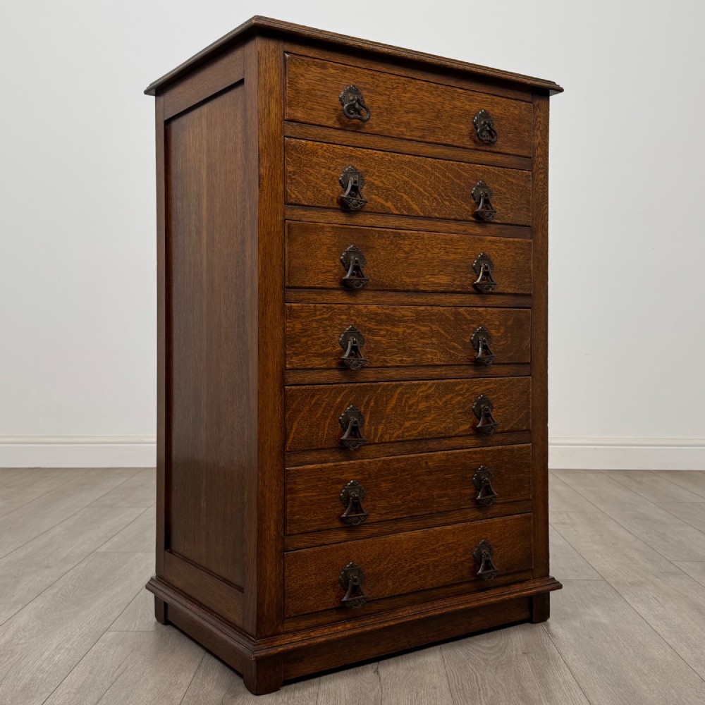 Antique 20th Century Edwardian Chest Of Drawers In Oak View VIII