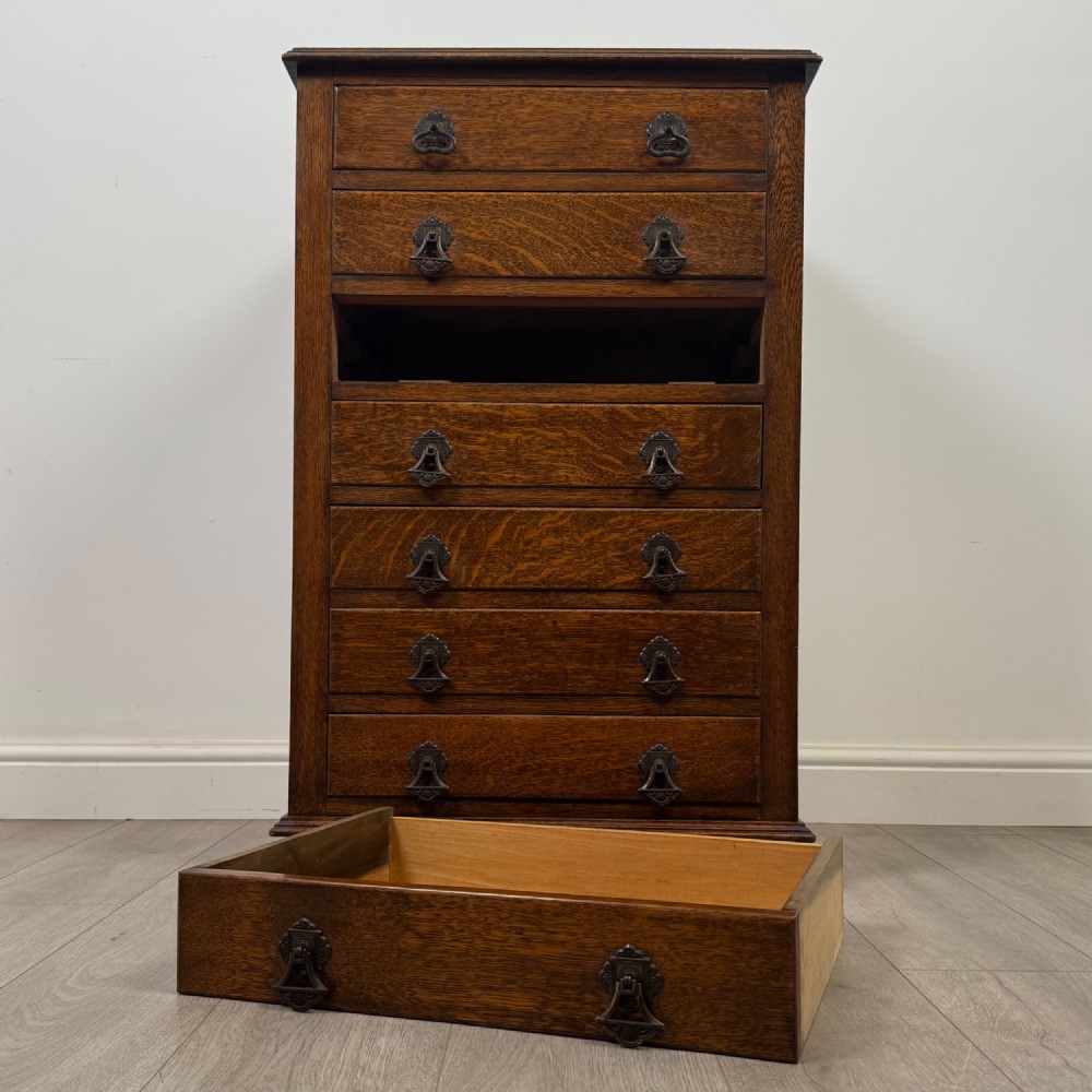 Antique 20th Century Edwardian Chest Of Drawers In Oak View X