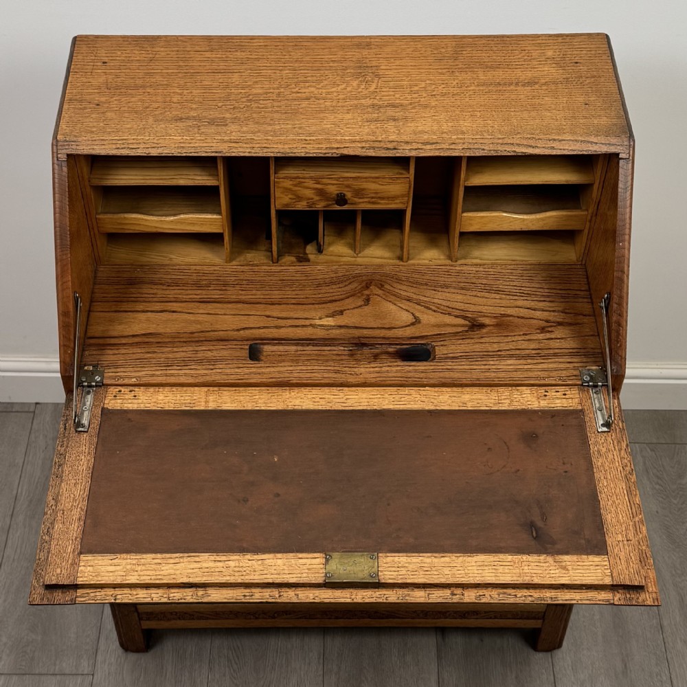 Antique 20th Century Art Deco Style Golden Oak Bureau View XI