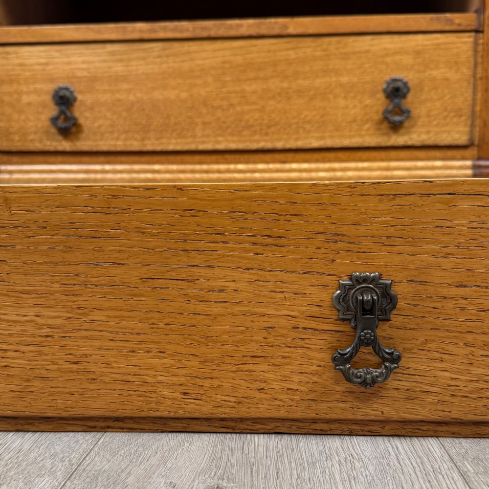 Antique 20th Century Art Deco Style Golden Oak Bureau View XIII