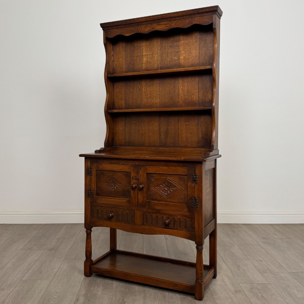 Antique 20th Century Small Welsh Dresser In Oak View III