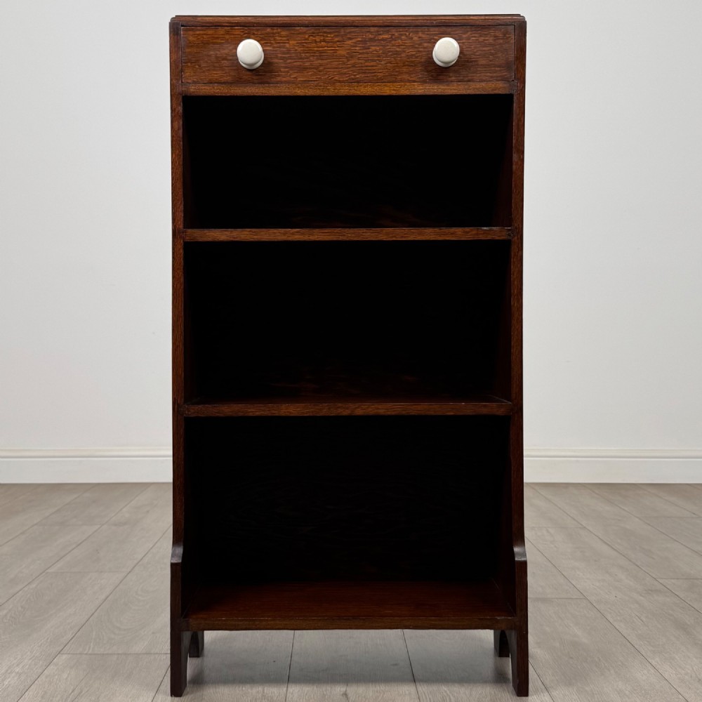 Antique 20th Century Small Open Bookcase In Oak View II