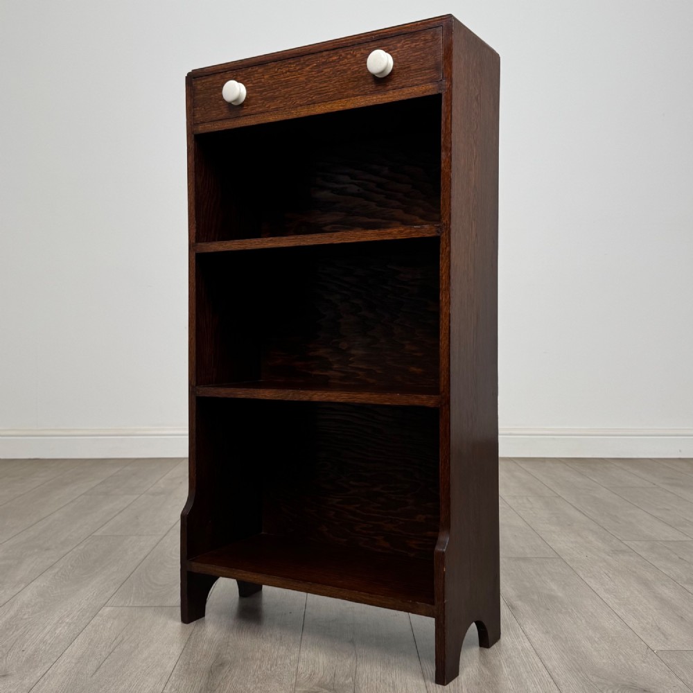 Antique 20th Century Small Open Bookcase In Oak View III