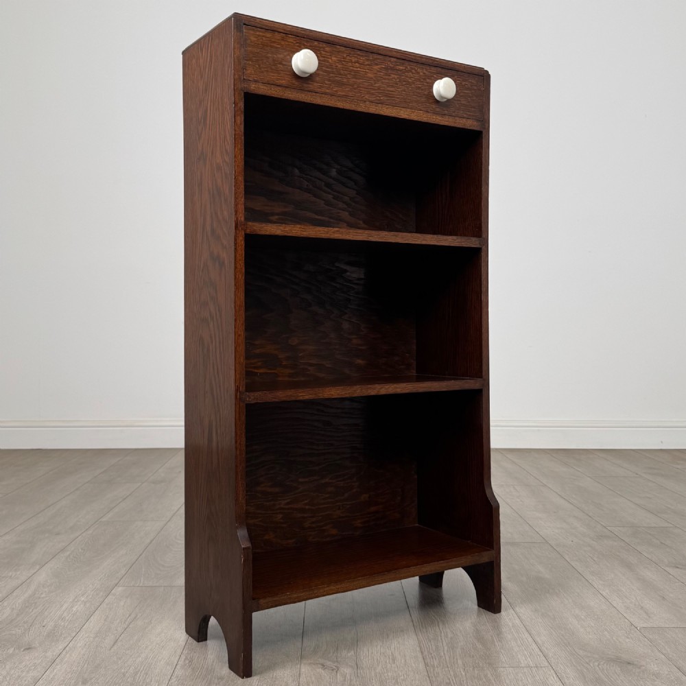 Antique 20th Century Small Open Bookcase In Oak View IX