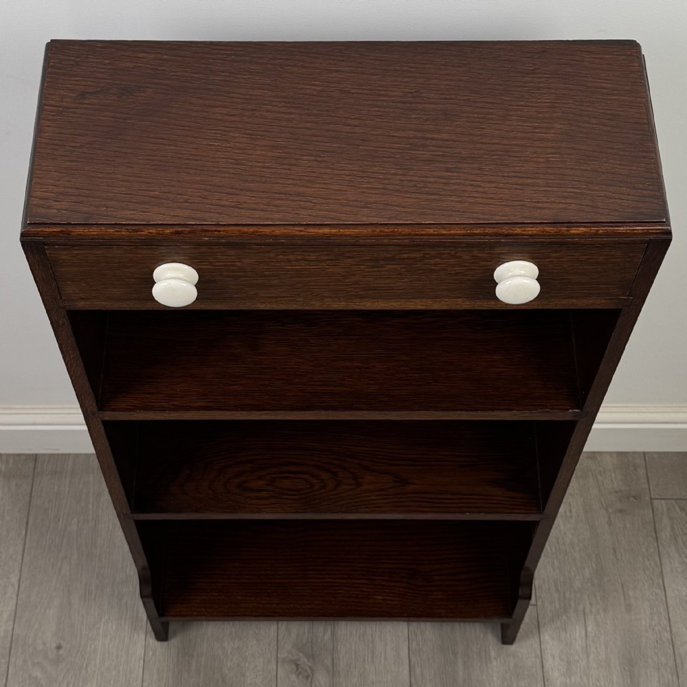 Antique 20th Century Small Open Bookcase In Oak View X