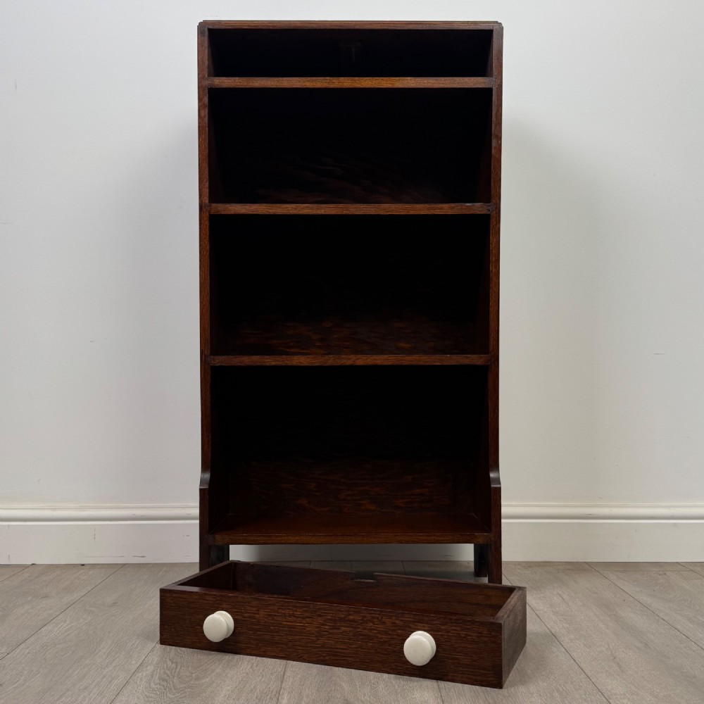 Antique 20th Century Small Open Bookcase In Oak View XI