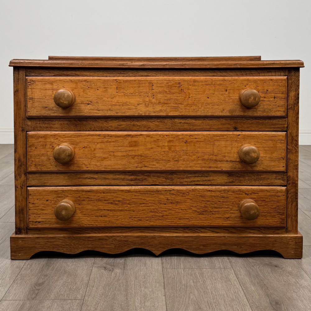 Antique 20th Century Low Chest Of Drawers In Oak