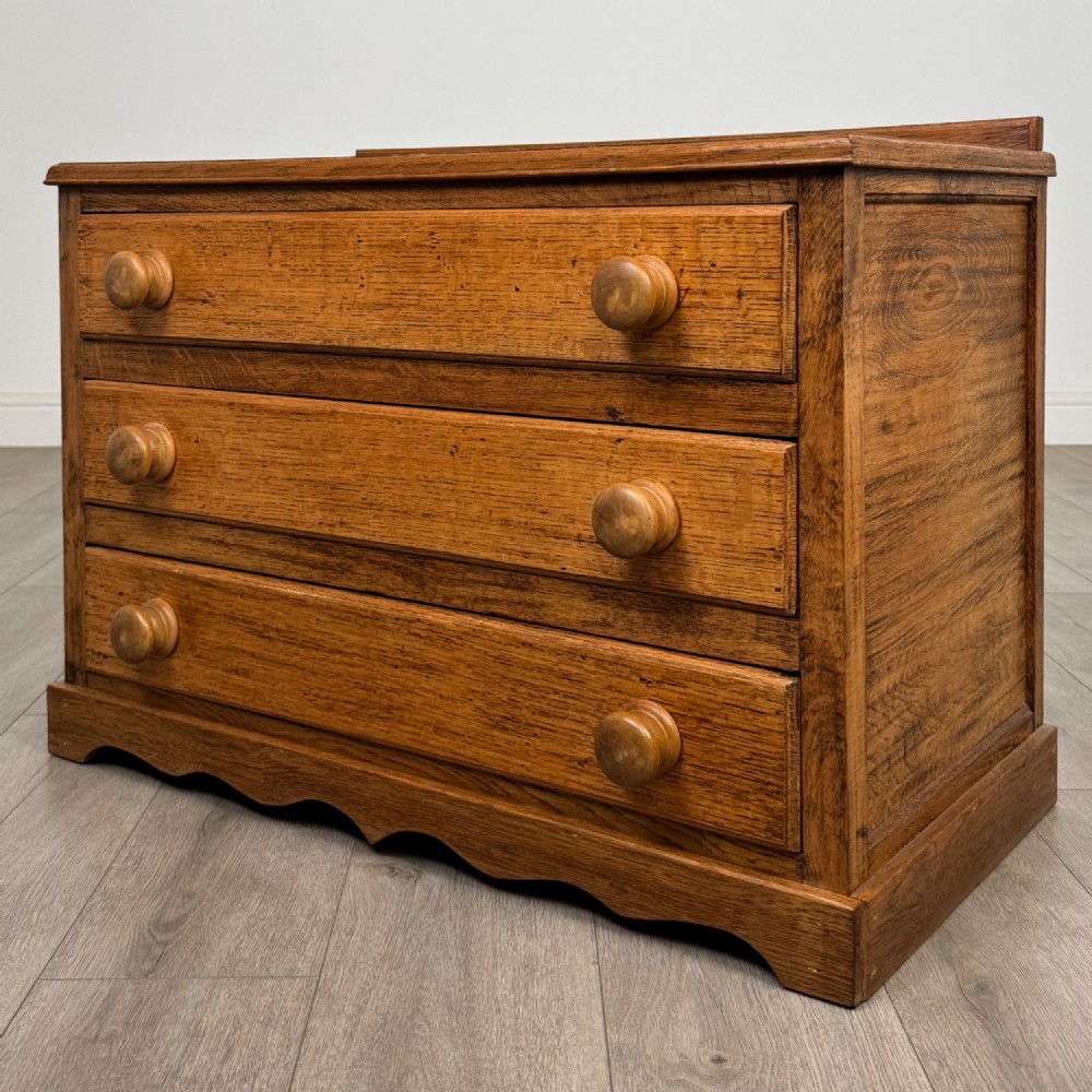 Antique 20th Century Low Chest Of Drawers In Oak View II