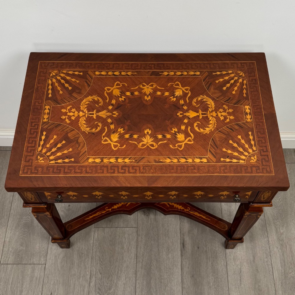 Antique 20th Century Inlaid Side Table In Mahogany View IX