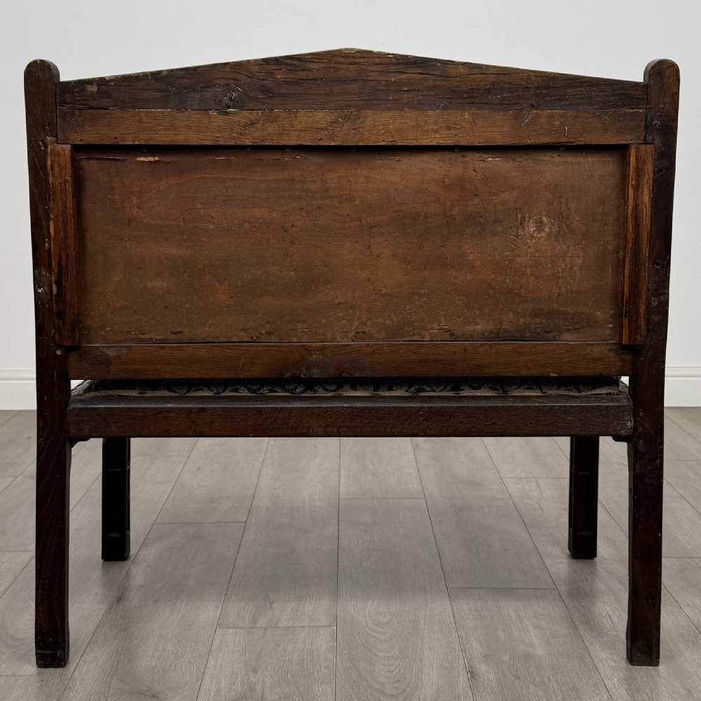 Antique 19th Century Victorian Carved Oak Bench View V