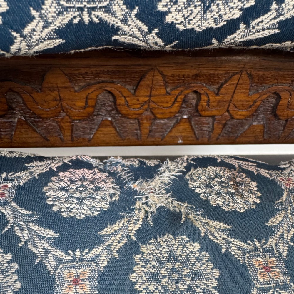 Antique 19th Century Victorian Carved Oak Bench View XI