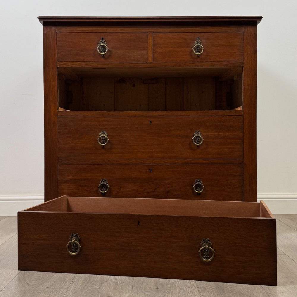 Antique 20th Century Edwardian Chest Of Drawers In Oak View X