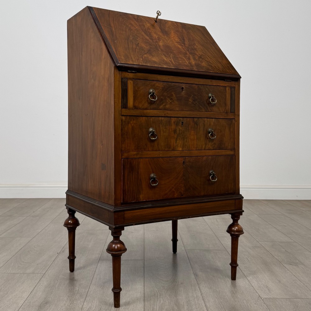 Antique 20th Century Figured Walnut Bureau View IX
